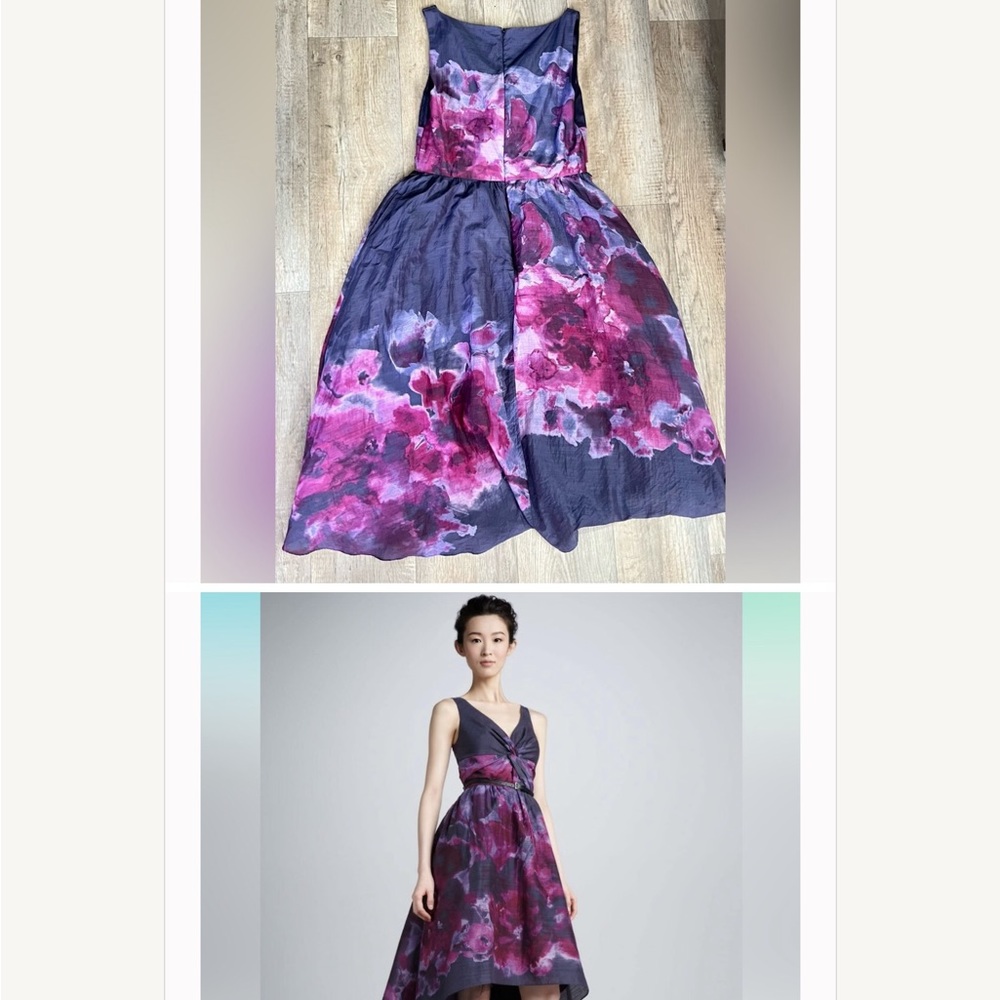 Neiman Marcus for Target Purple and Pink Floral Midi Cocktail Dress, Size 14
